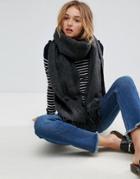 Asos Supersoft Long Woven Scarf With Tassels - Gray