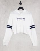 Hollister Long Sleeve Logo Hoodie In White