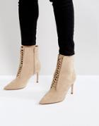 Asos Ego Point Lace Up Boots - Beige