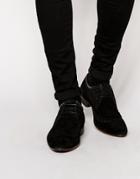 Asos Brogue Shoes In Black Suede - Black
