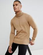 Brave Soul Roll Neck Sweater - Tan