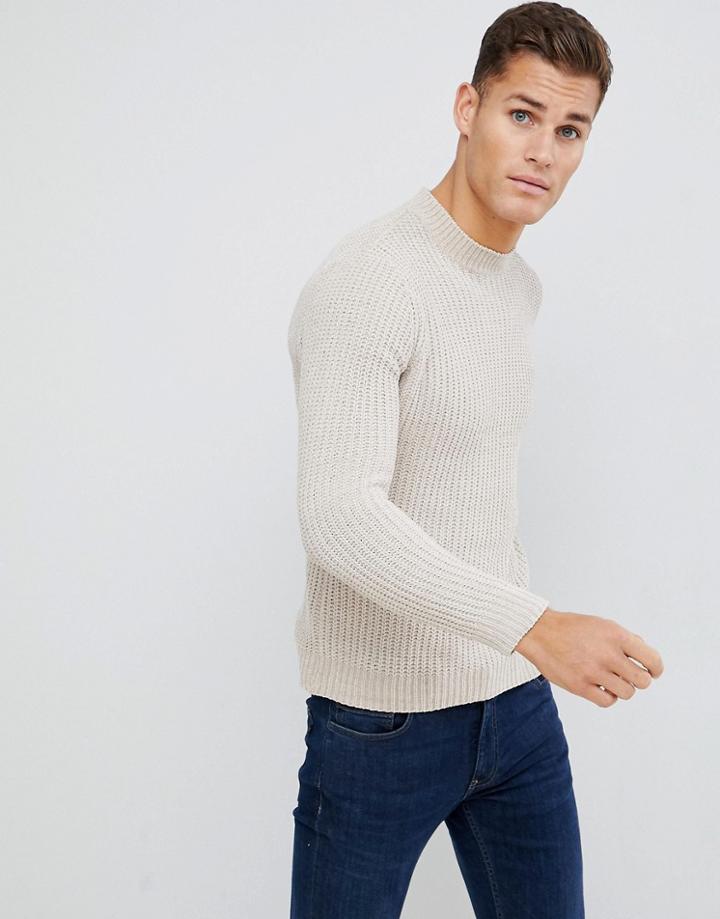 Brave Soul Chenile Turtleneck Sweater - Tan