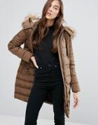 New Look Lincoln Borg Padded Coat - Beige