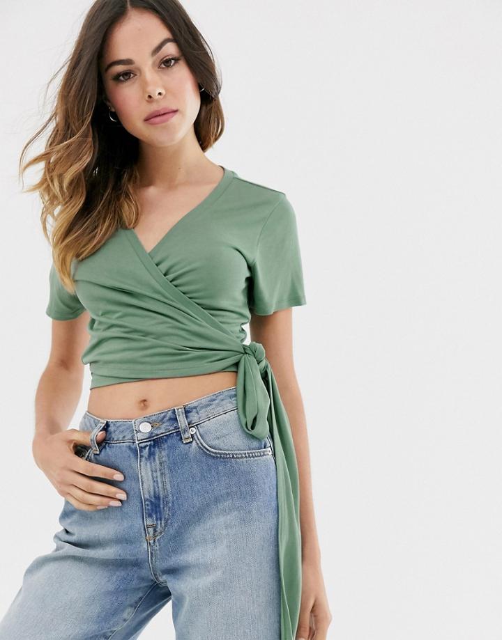 Asos Design Wrap Top - Green