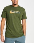 Nike Running Dri-fit Hbr Logo T-shirt In Khaki-green