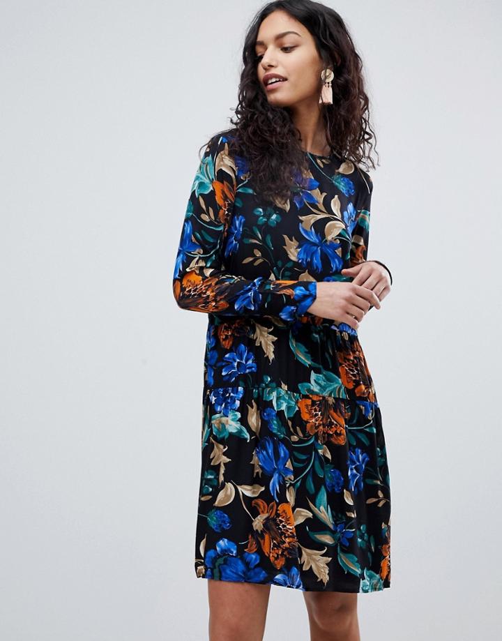 Y.a.s Spine Floral Print Dress - Black