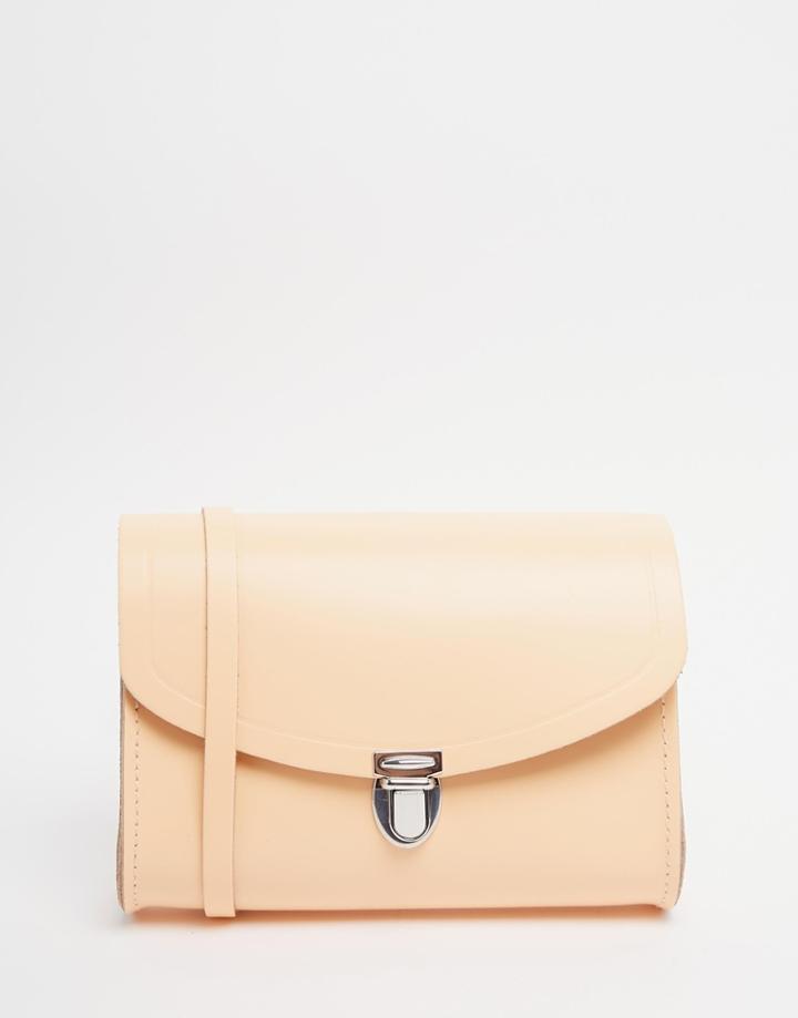 The Cambridge Satchel Company Leather Push Lock Bag In Peach - Peony Peach