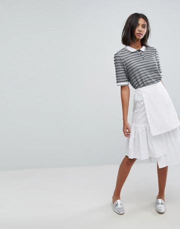 Lost Ink Pleated Skirt - White
