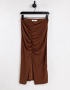 Aria Cove Ruched Detail Coordinating Midi Skirt In Chocolate-brunette