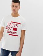 Nudie Jeans Co Anders Fact Not Stories T-shirt In Off White - White