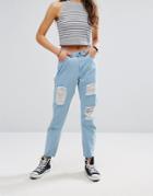 Noisy May Liv Boyfriend Jean With Extreme Rips - Blue