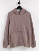 Mauvais Half Logo Oversize Hoodie In Taupe-grey