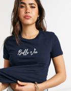 Warehouse 'belle Vie' T-shirt In Navy