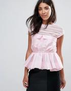 Amy Lynn Occasion Peplum Hem Top With Pleated Detail - Pink
