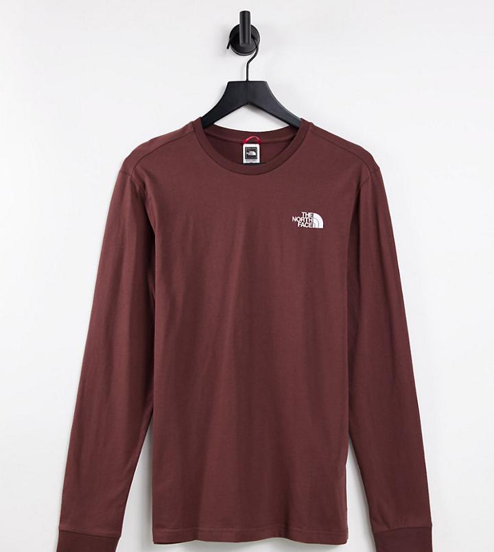 The North Face Simple Dome Long Sleeve T-shirt In Brown Excusive At Asos