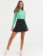 Asos Design Mini Skirt With Ruched Detail In Spot-multi