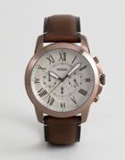 Fossil Fs5344 Grant Chronograph Leather Watch In Tan - Tan