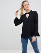Only Johnanna Fluted Sleeve Blouse - Black