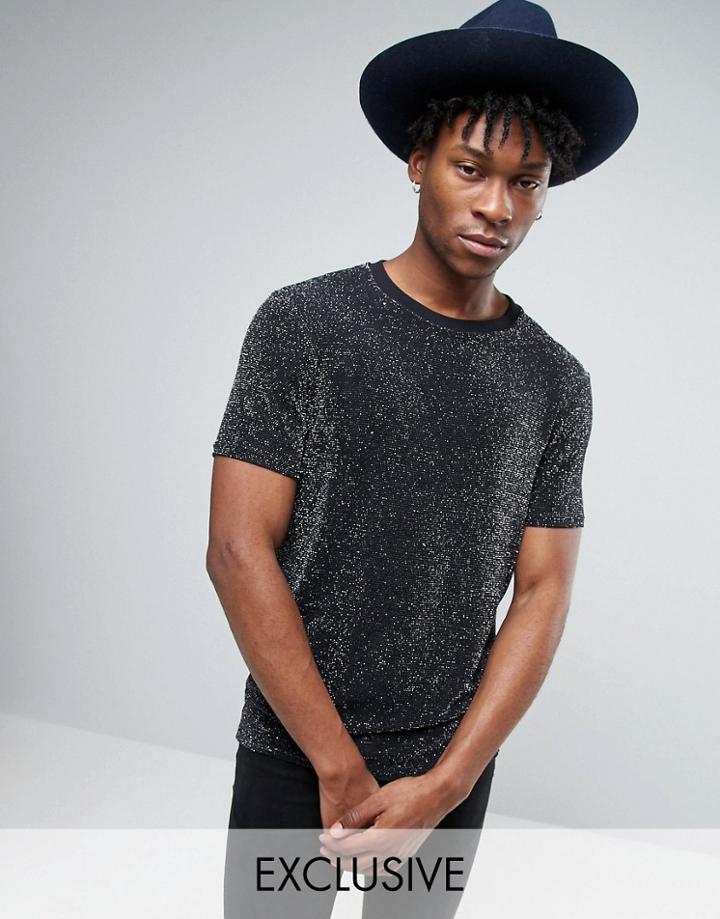 Reclaimed Vintage Fitted T-shirt With Glitter - Black