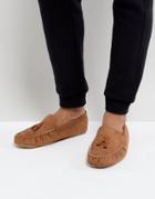 Asos Slippers In Tan With Faux Shearling Lining - Tan