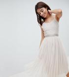 Amelia Rose Midi Cami Strap Dress With Tulle Skirt And Embellished Upper