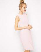 Asos Wrap Dress In Structured Knit With Cut Out Detail - Pale Pink