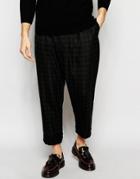 Asos Tapered Pants With Houndstooth Print Wool Look - Dark Gray