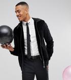 Noose & Monkey Tall Harrington Jacket In Black Velvet - Black