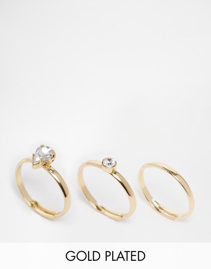 Johnny Loves Rosie Cassie Jewel Ring Multipack - Crystal