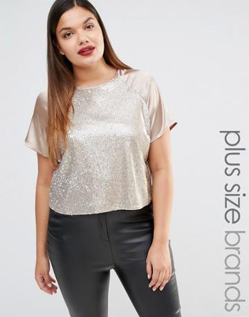 Elvi Sequin Boxy Top - Gold