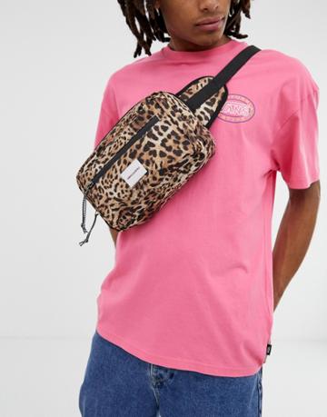 Asos Design Cross Body Fanny Pack In Leopard Print - Brown