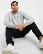 Threadbare Basic Crew Neck Mix And Match Sweatshirt In Heather Gray-grey