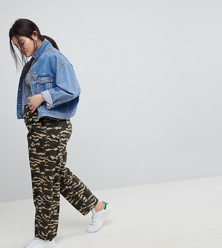 Asos Curve Bree Combat Pants In Camo - Green