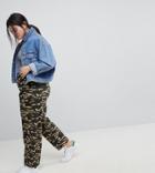Asos Curve Bree Combat Pants In Camo - Green