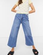 Pull & Bear Wide Leg Jeans In Blue-blues
