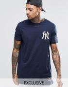 Majestic New York Yankees Longline T-shirt Exclusive To Asos - Navy
