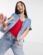 Tommy Jeans Denim Shirt In Mid Wash-blues