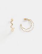 Asos Design Hoop Earrings In Layered Wave Design In Gold - Gold