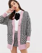 Sister Jane Oversized Cardigan With Mix Match Buttons In Tweed Two-piece - Multi