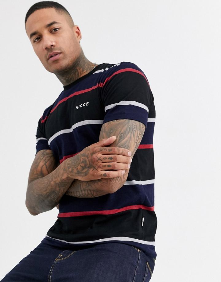 Nicce T-shirt In Black Stripe - Black