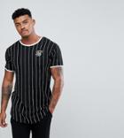 Siksilk Muscle T-shirt In Black With Stripes Exclusive To Asos - Black