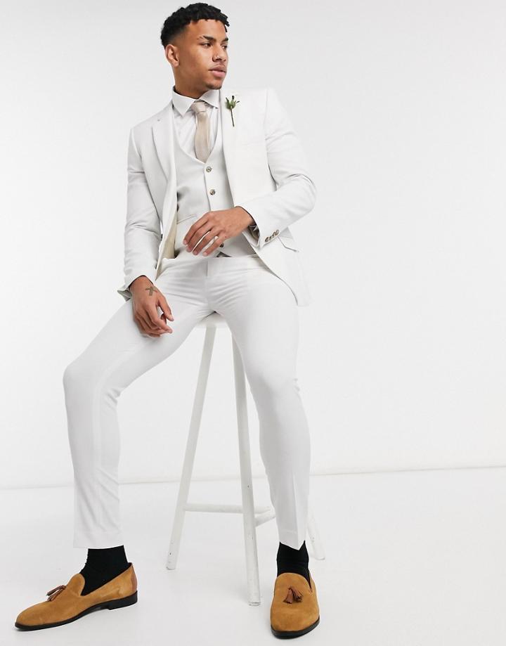 Asos Design Wedding Super Skinny Suit Pants In Ice Gray