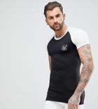 Siksilk Muscle Raglan T-shirt In Black Exclusive To Asos - Black