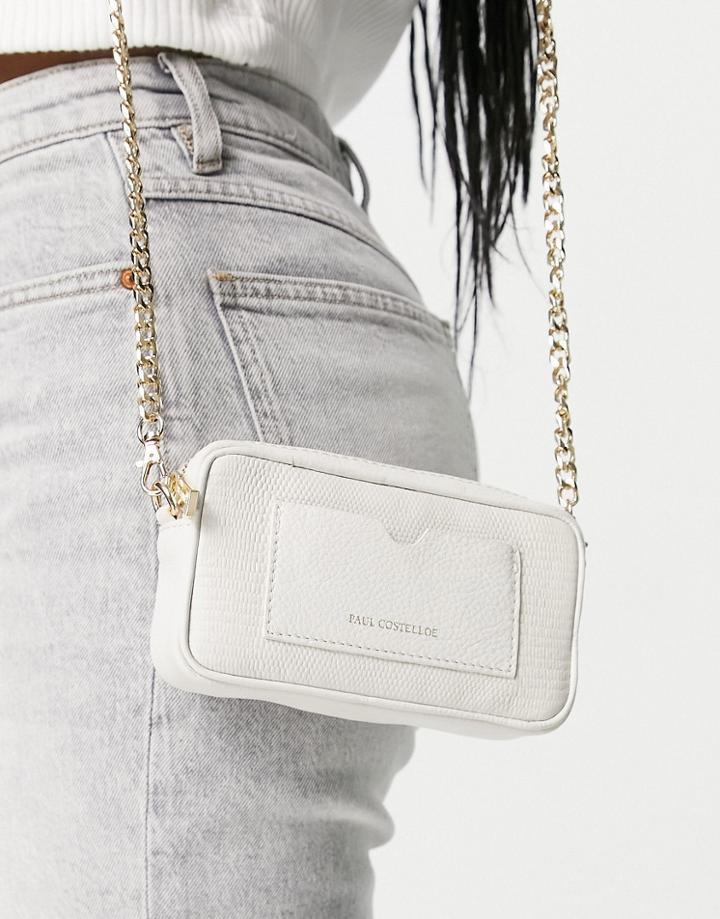 Paul Costelloe Leather Small Bag In Off White Mix-multi