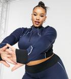 Asos 4505 Curve Long Sleeve Running Top With High Neck In Fleece Back With Reflective Contouring-grey