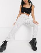 Only Straight Leg Pants In Stripe Print-white