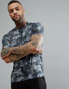 New Look Sport T-shirt With Camo Print In Gray - Gray