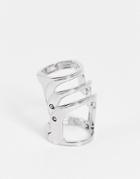 Asos Design Halloween Skeleton Armoured Movement Ring In Silver Tone