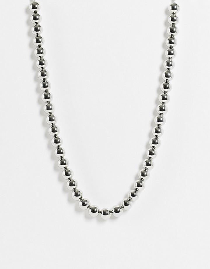 Designb London Ball Chain Necklace In Silver