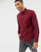 Hollister Icon Logo Button Down Oxford Shirt Slim Fit In Burgundy - Red